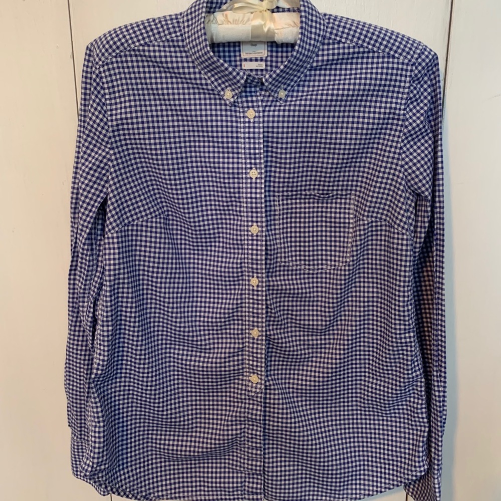 Gap Woman’s Blue & White Collared Top Size S
